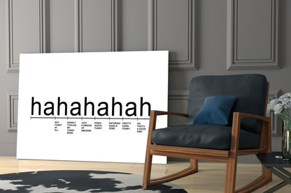 White Minimal Laughter Chart Glass Wall Art