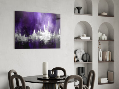 Purple Mist Abstract Skyline Glass Wall Art