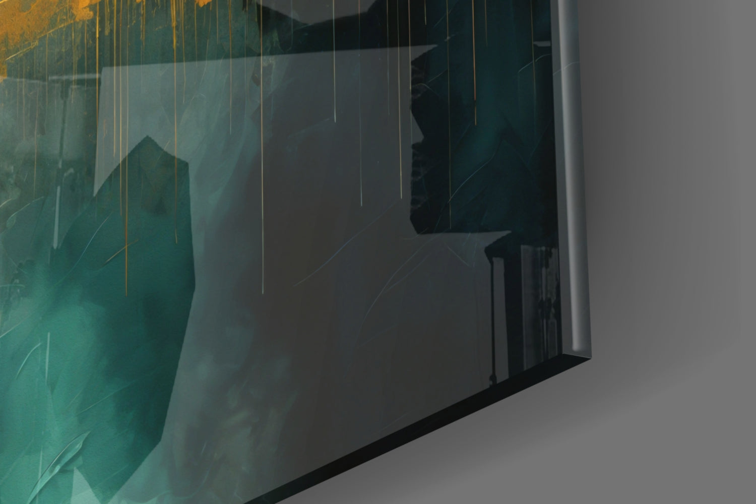 Gold Reflected Skyline Teal Glass Wall Art