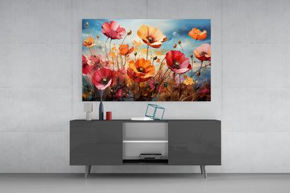 Poppies Glass Wall Art || Designer Collection
