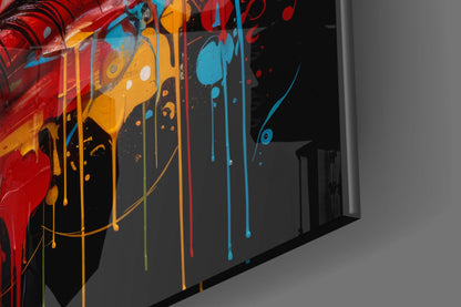 Dripping Paint Splash Blue Eye Glass Wall Art