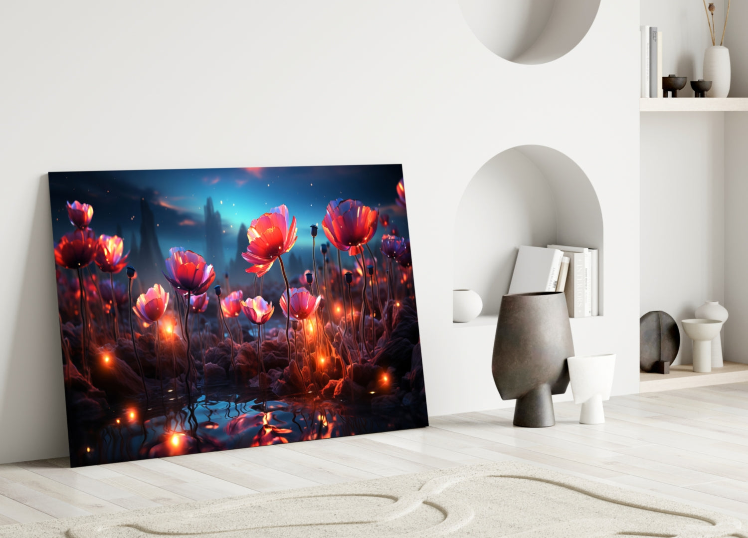 Magical Poppies Glass Wall Art || Designer Collection
