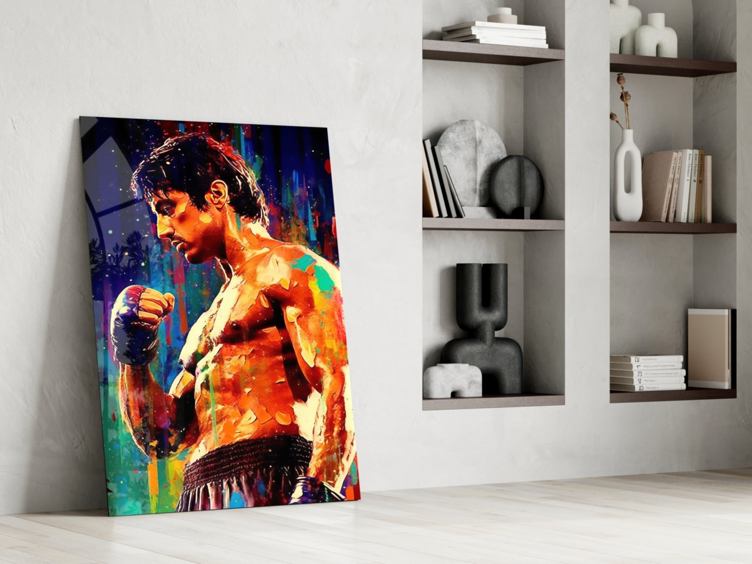 Rainbow Splash Profile Fighter Glass Wall Art