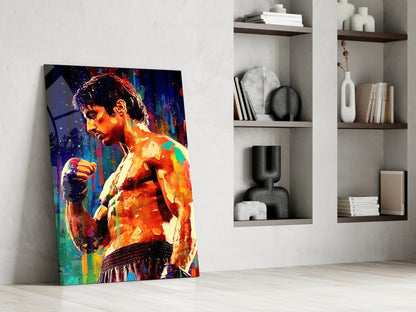 Rainbow Splash Profile Fighter Glass Wall Art