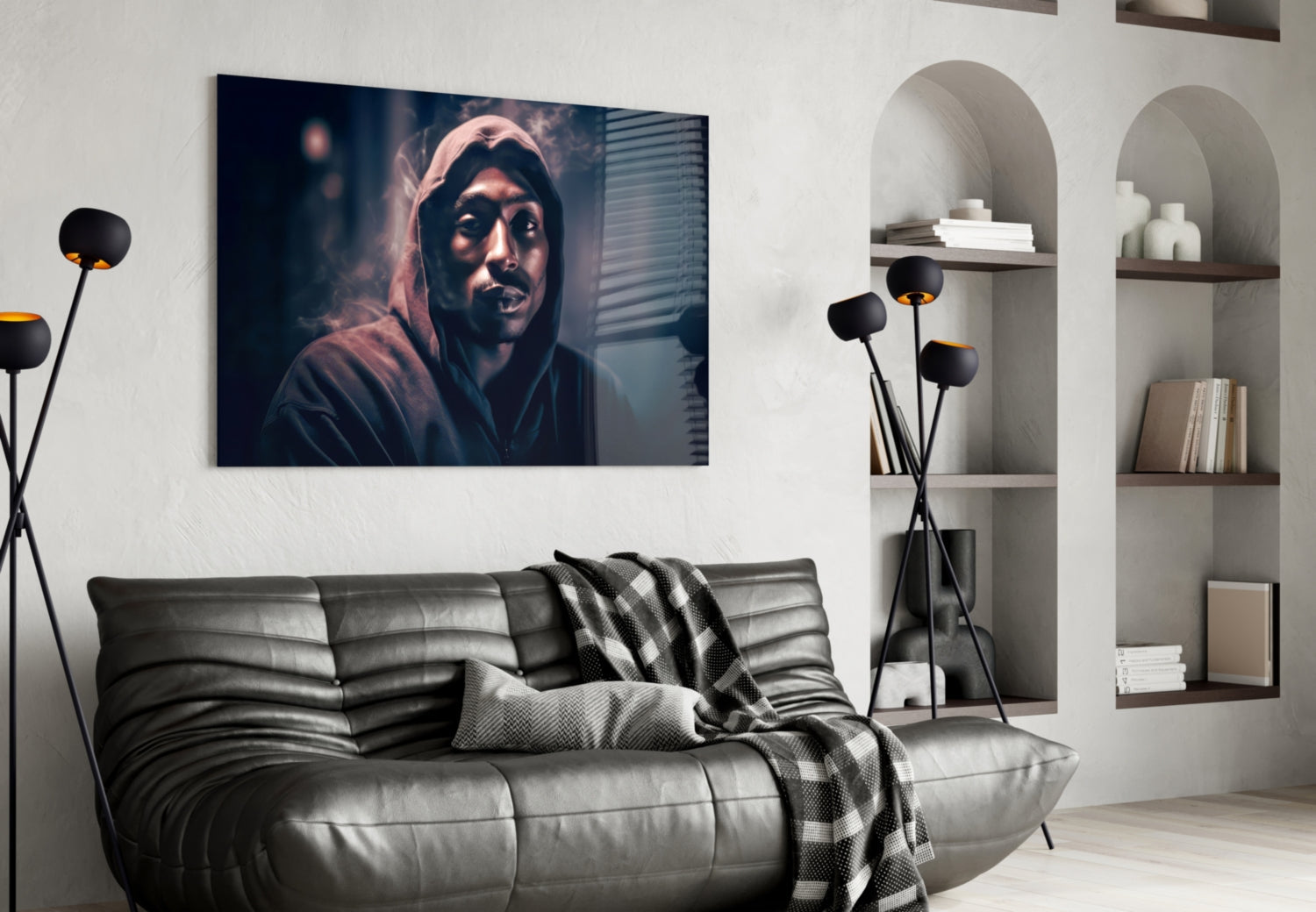 Dark Night Street Hoodie Rapper Glass Wall Art