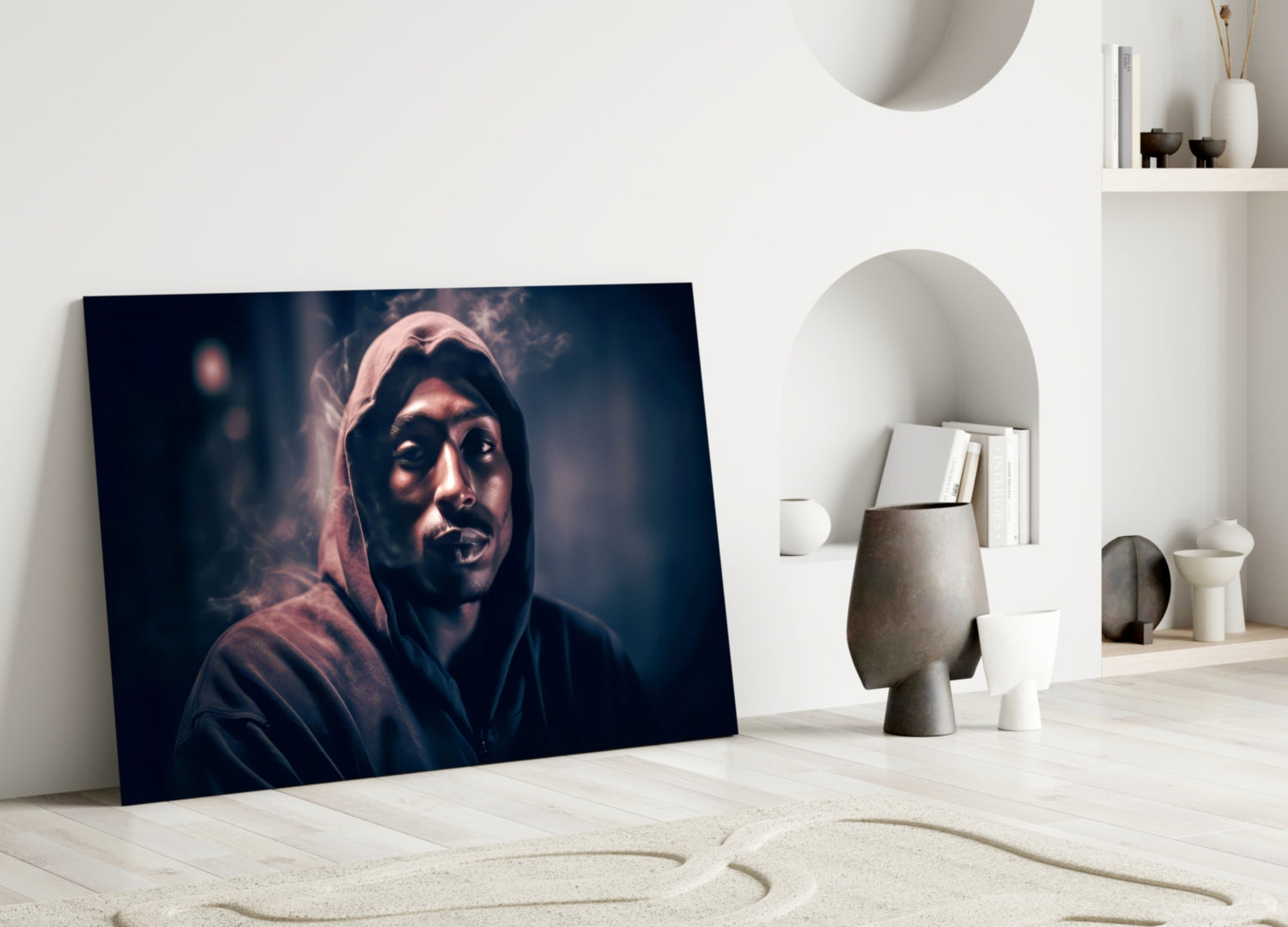Dark Night Street Hoodie Rapper Glass Wall Art