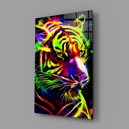 Neon Tiger Glass Wall Art|| Designer&