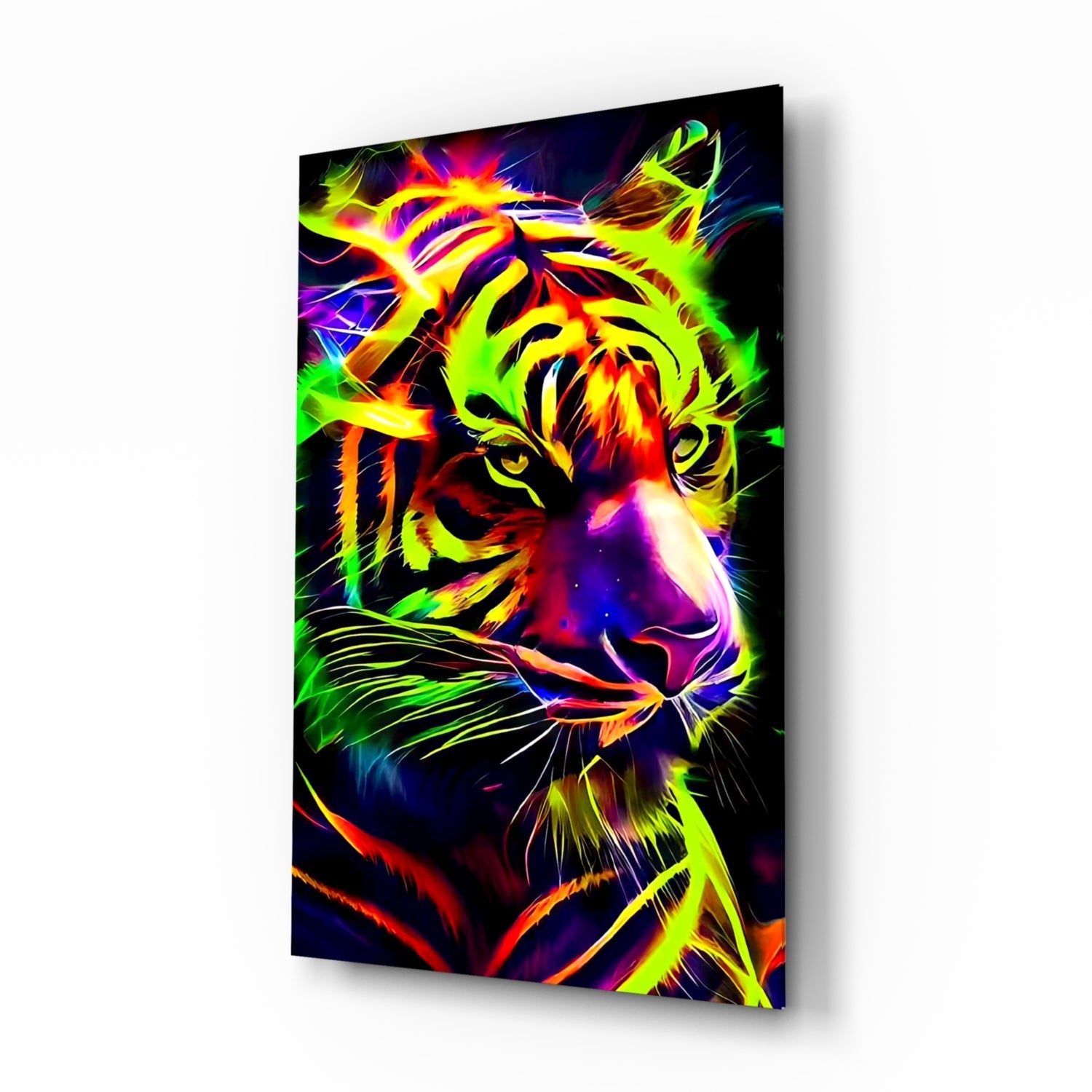 Neon Tiger Glass Wall Art|| Designer&