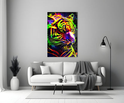Neon Tiger Glass Wall Art|| Designer&