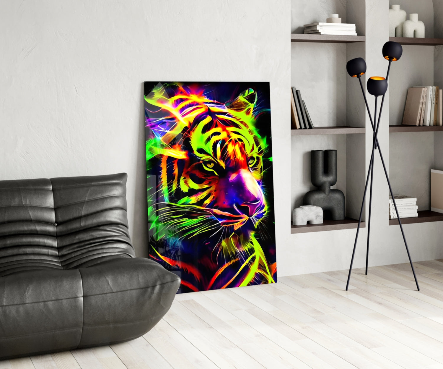 Neon Tiger Glass Wall Art|| Designer&