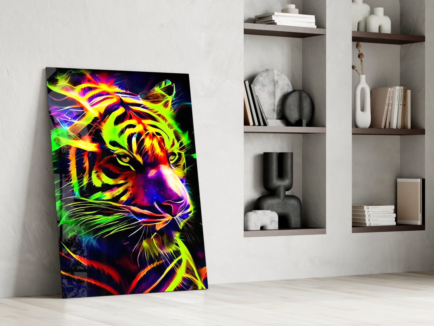 Neon Tiger Glass Wall Art|| Designer&