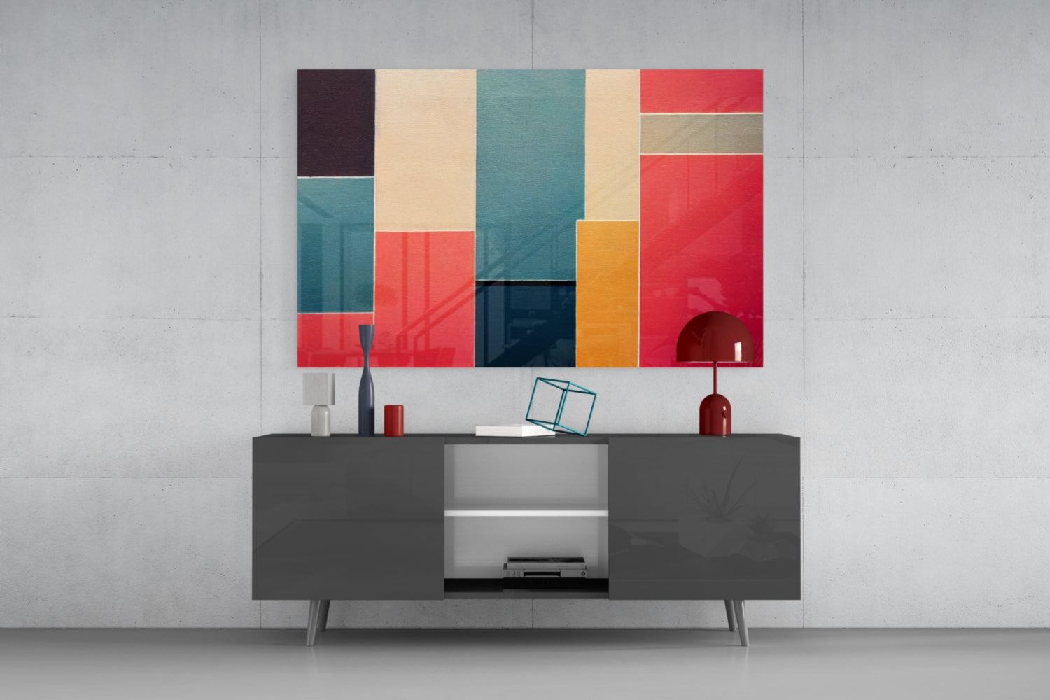 Rectangles  Glass Wall Art|| Designer&