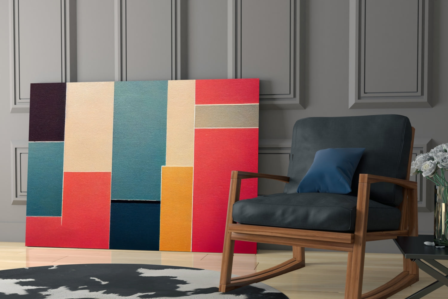 Rectangles  Glass Wall Art|| Designer&