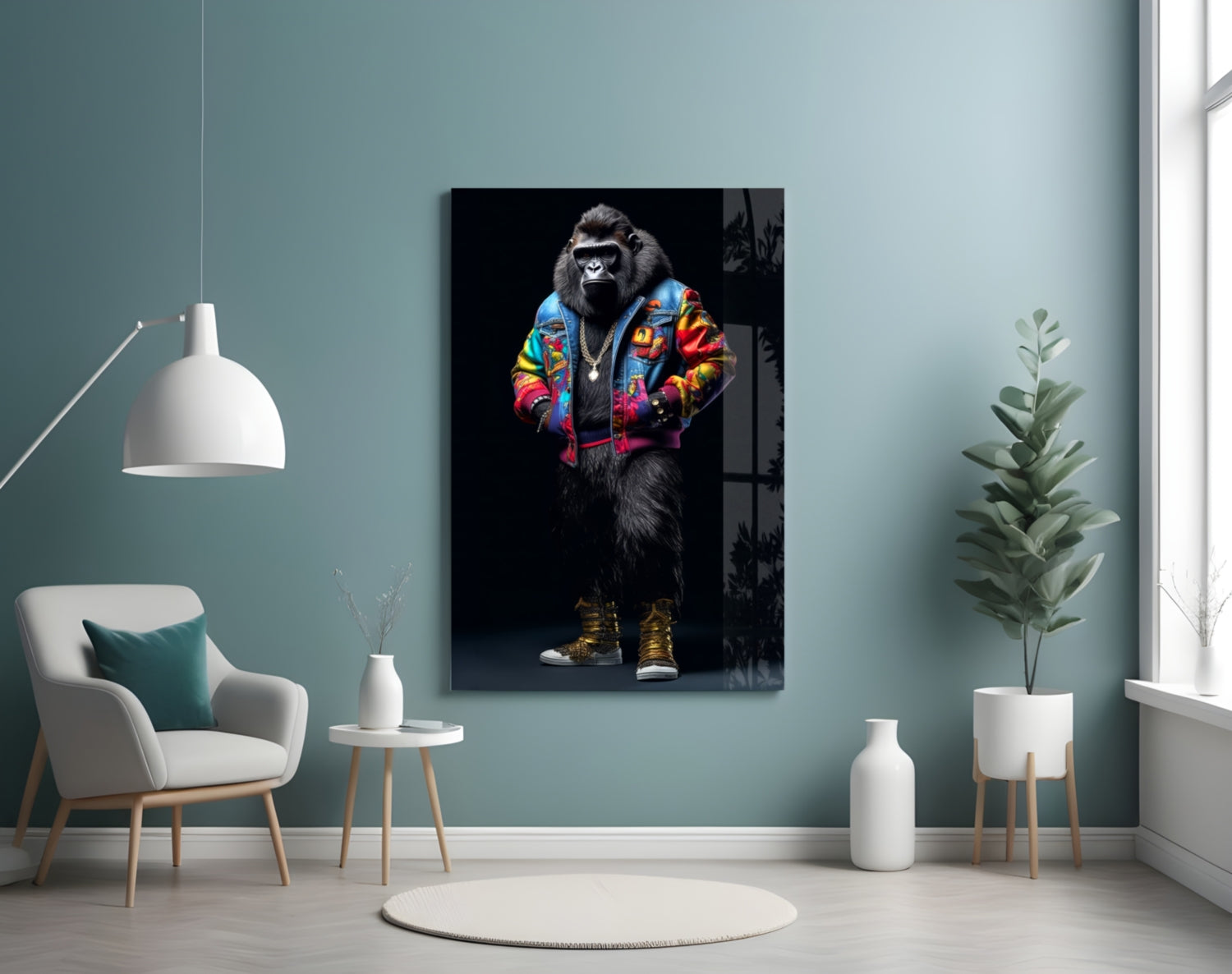 Gorilla Bro Glass Wall Art|| Designer&