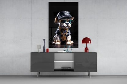 Puppy Vogue Glass Wall Art|| Designer&