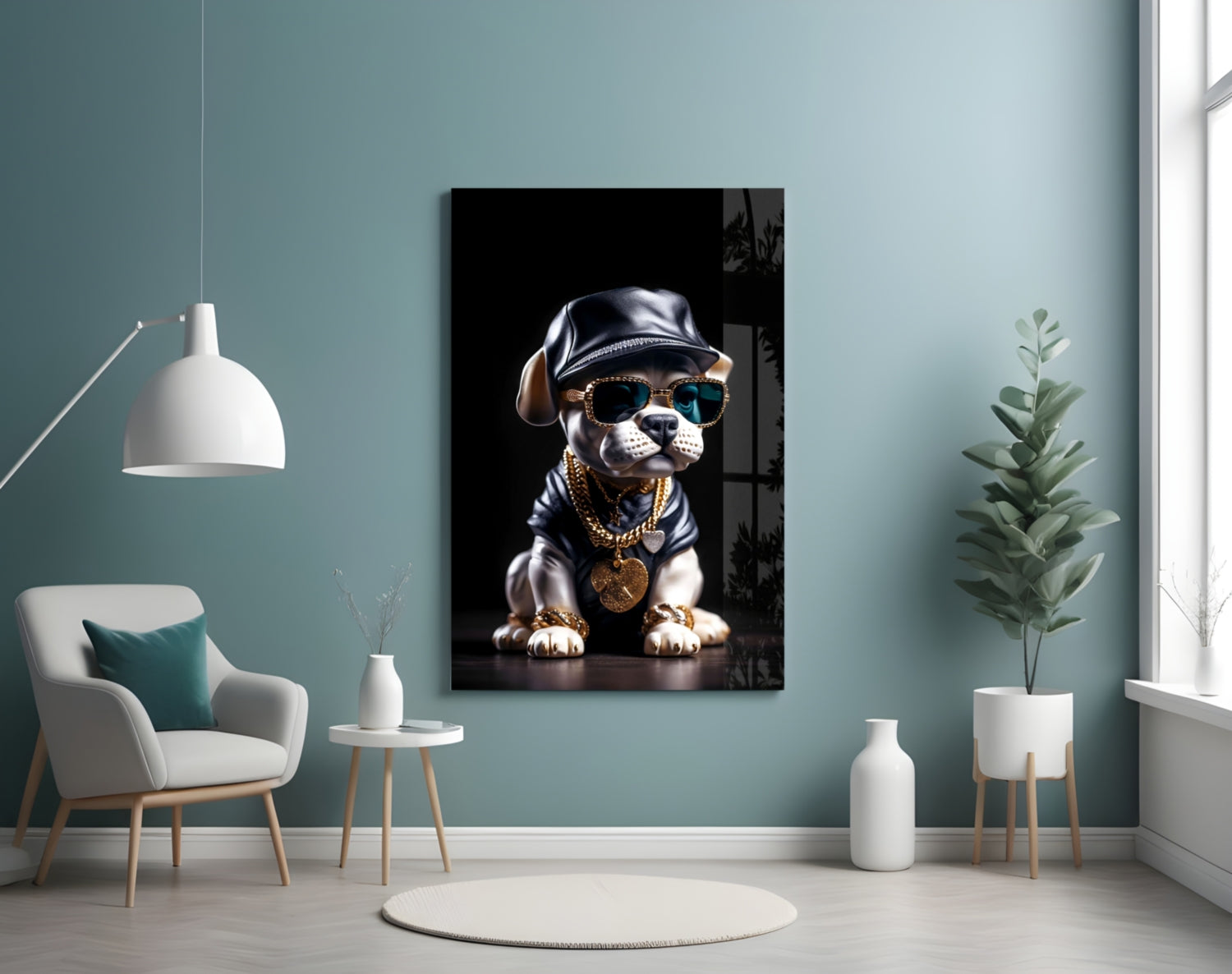 Puppy Vogue Glass Wall Art|| Designer&