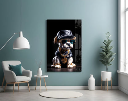 Puppy Vogue Glass Wall Art|| Designer&