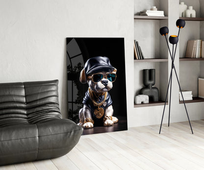 Puppy Vogue Glass Wall Art|| Designer&