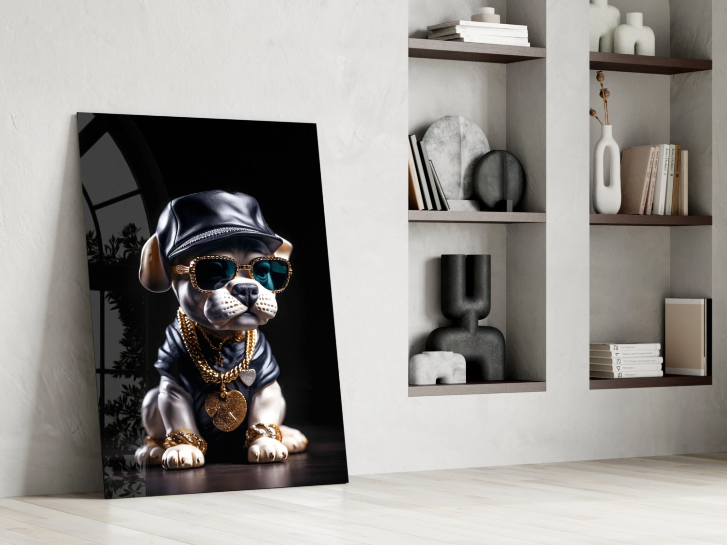 Puppy Vogue Glass Wall Art|| Designer&