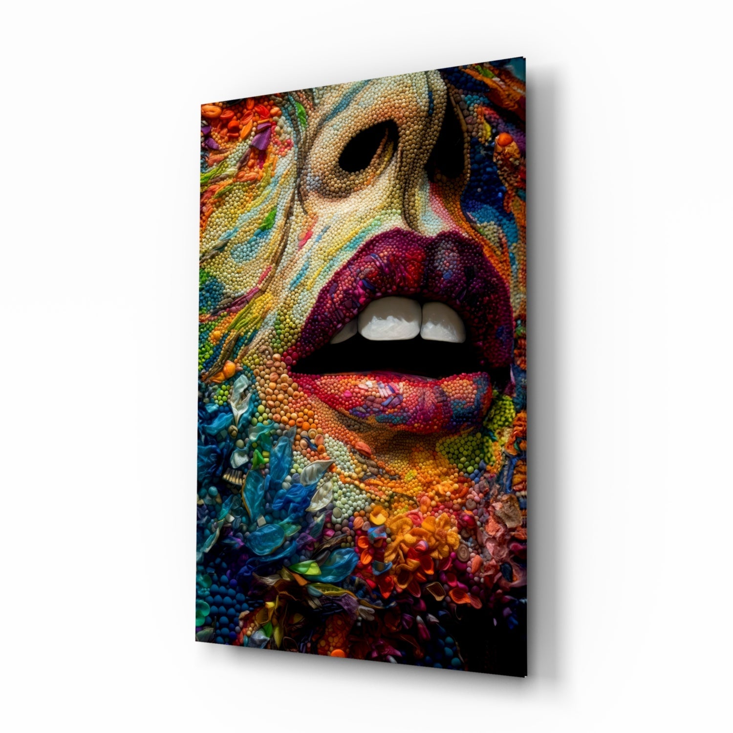 Lips and Flowers Glass Wall Art|| Designer&