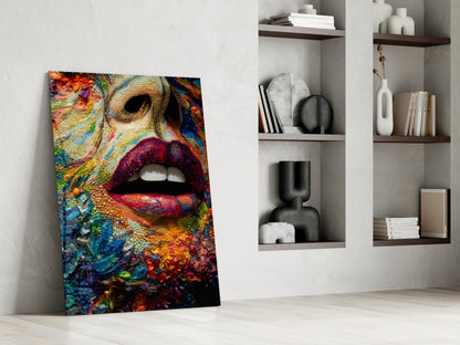 Lips and Flowers Glass Wall Art|| Designer&