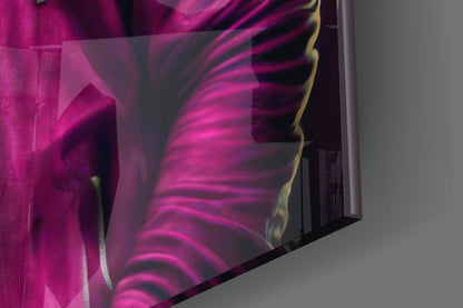Gorilla in Magenta Hoodie DJ Headphones Glass Wall Art