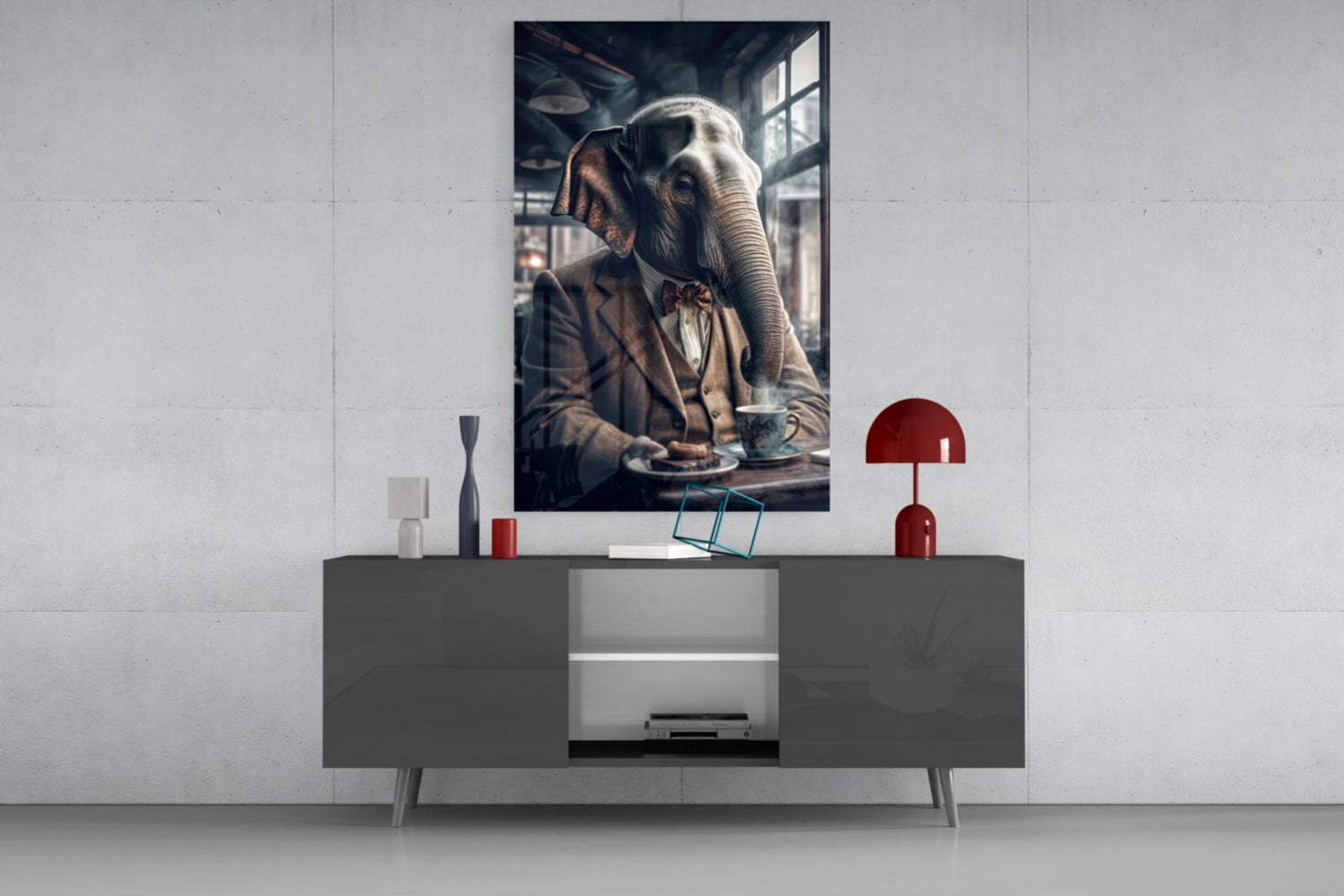 Retired Elephant Glass Wall Art|| Designer&
