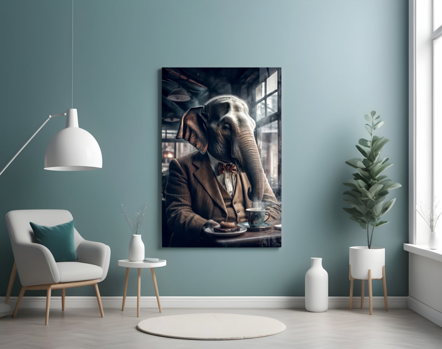 Retired Elephant Glass Wall Art|| Designer&