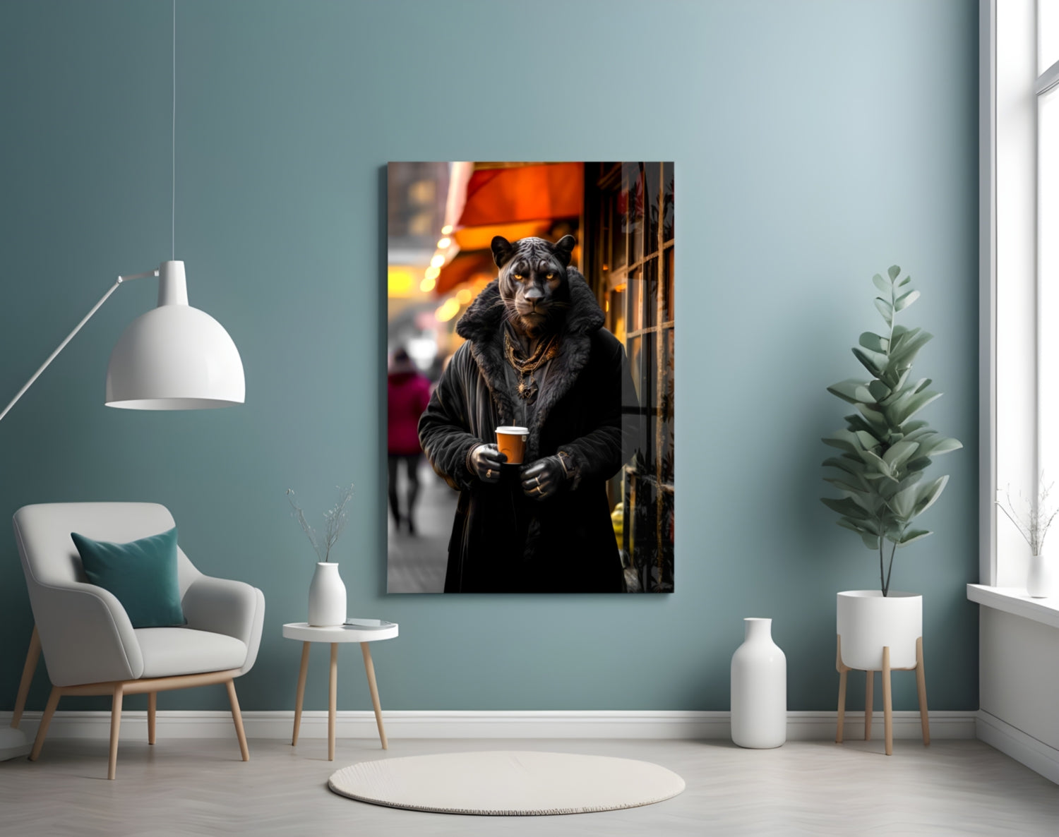 Java the Leopard Glass Wall Art || Designer&