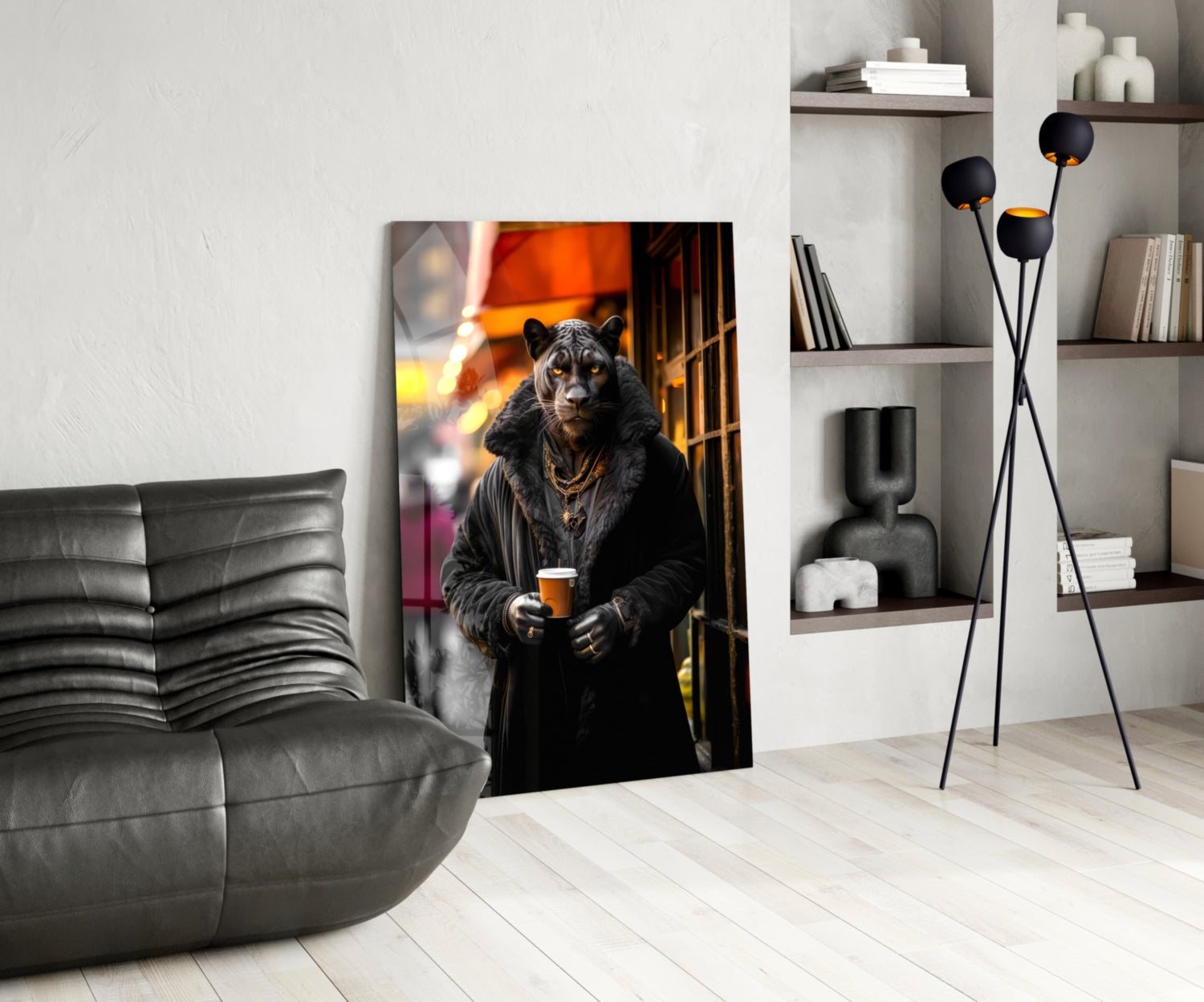 Java the Leopard Glass Wall Art || Designer&
