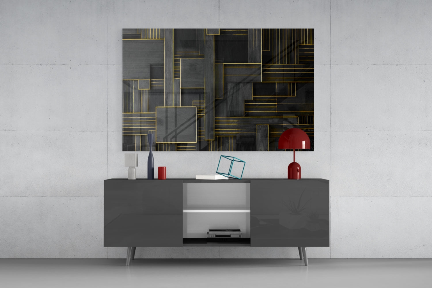 Rectangles Glass Wall Art|| Designer&
