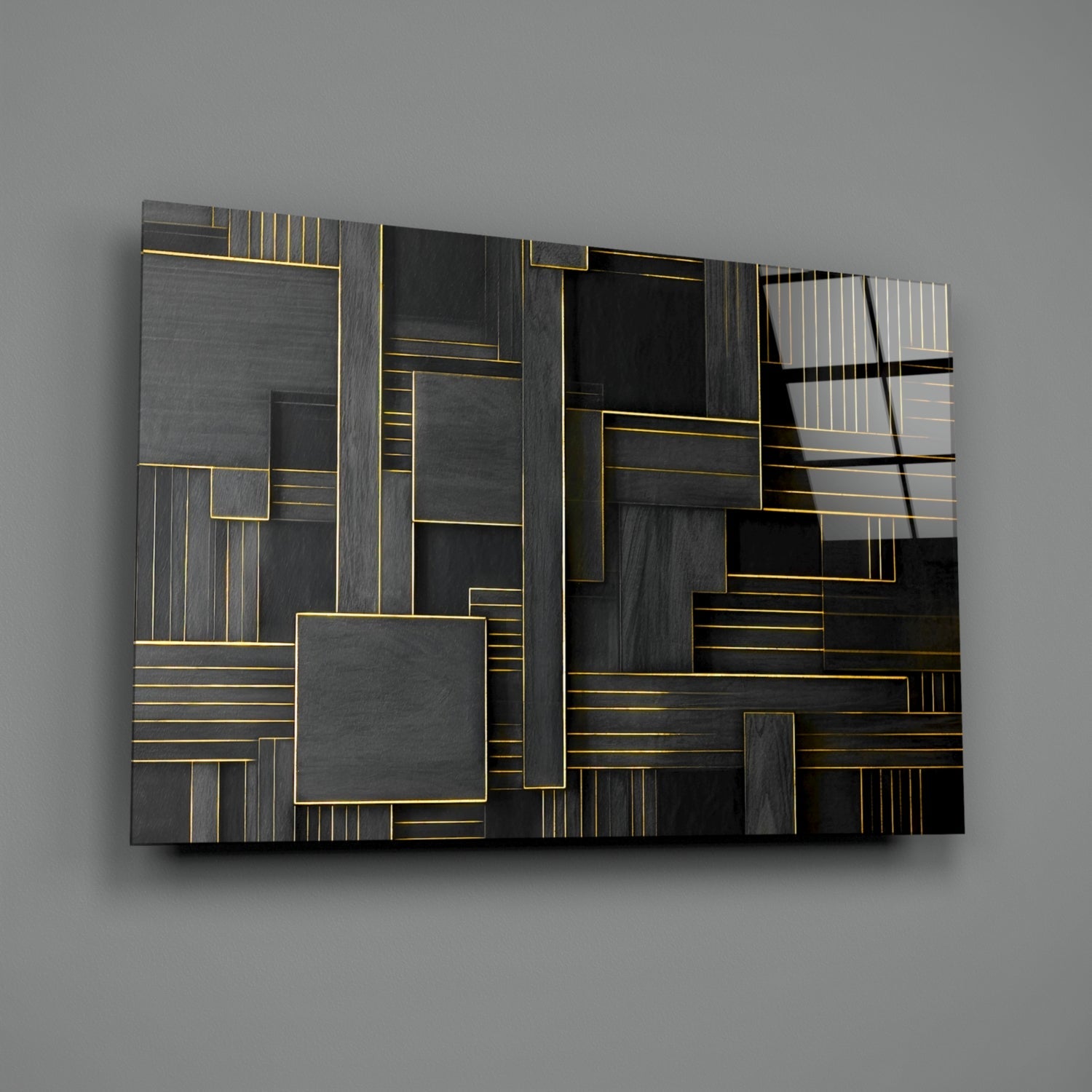 Rectangles Glass Wall Art|| Designer&