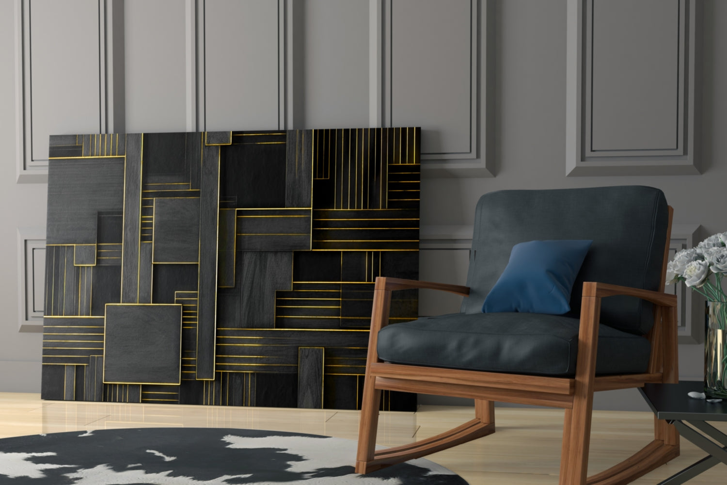 Rectangles Glass Wall Art|| Designer&