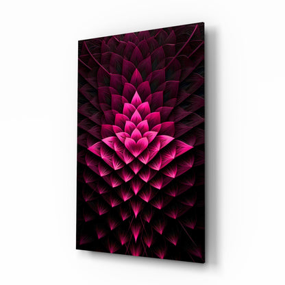 Magenta Layered Lotus Fractal Glass Wall Art