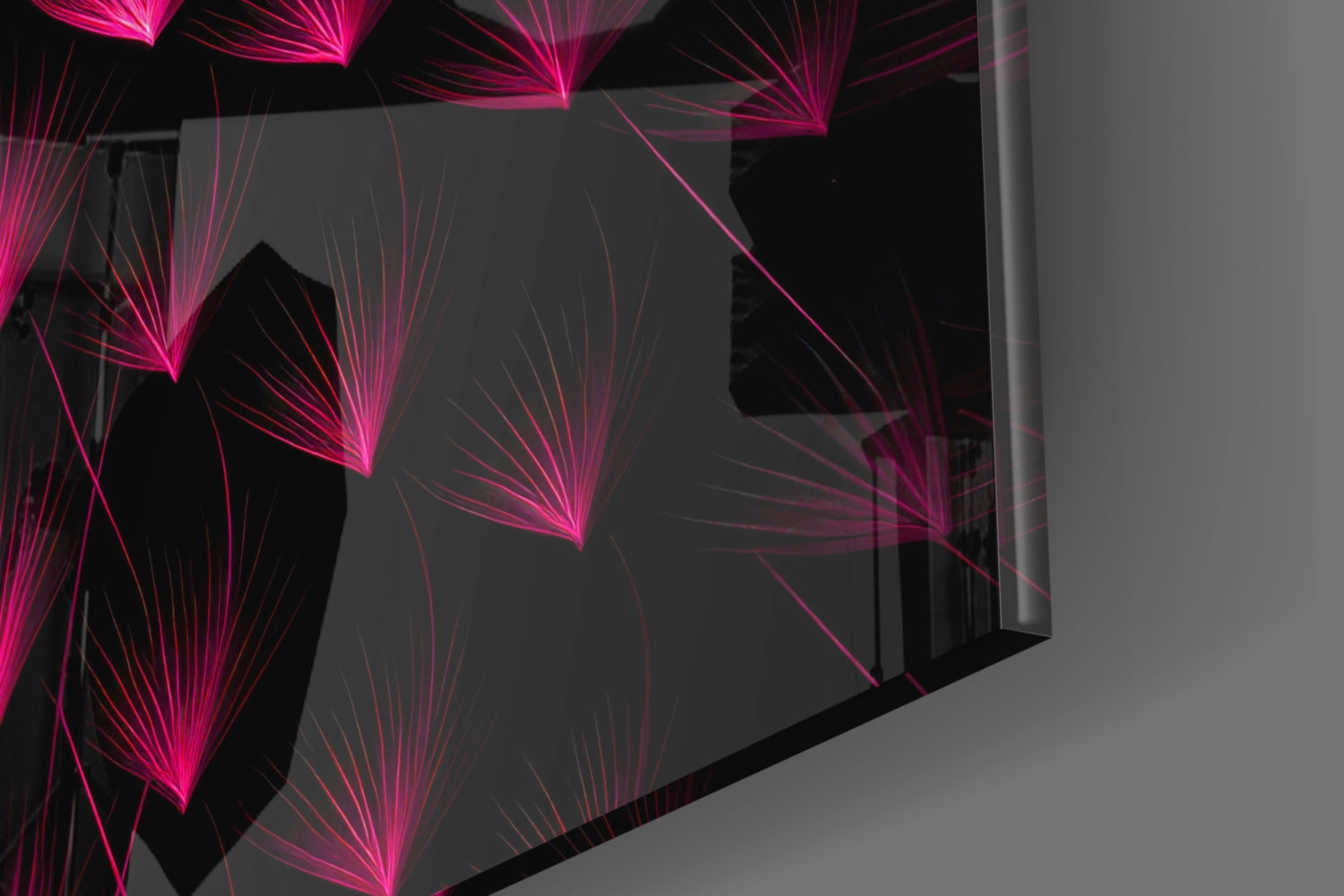 Magenta Layered Lotus Fractal Glass Wall Art