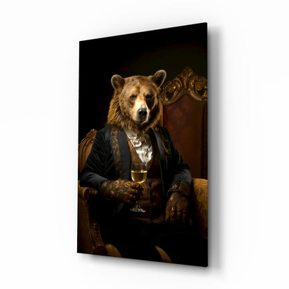 Gentleman - Bear Glass Wall Art|| Designer&