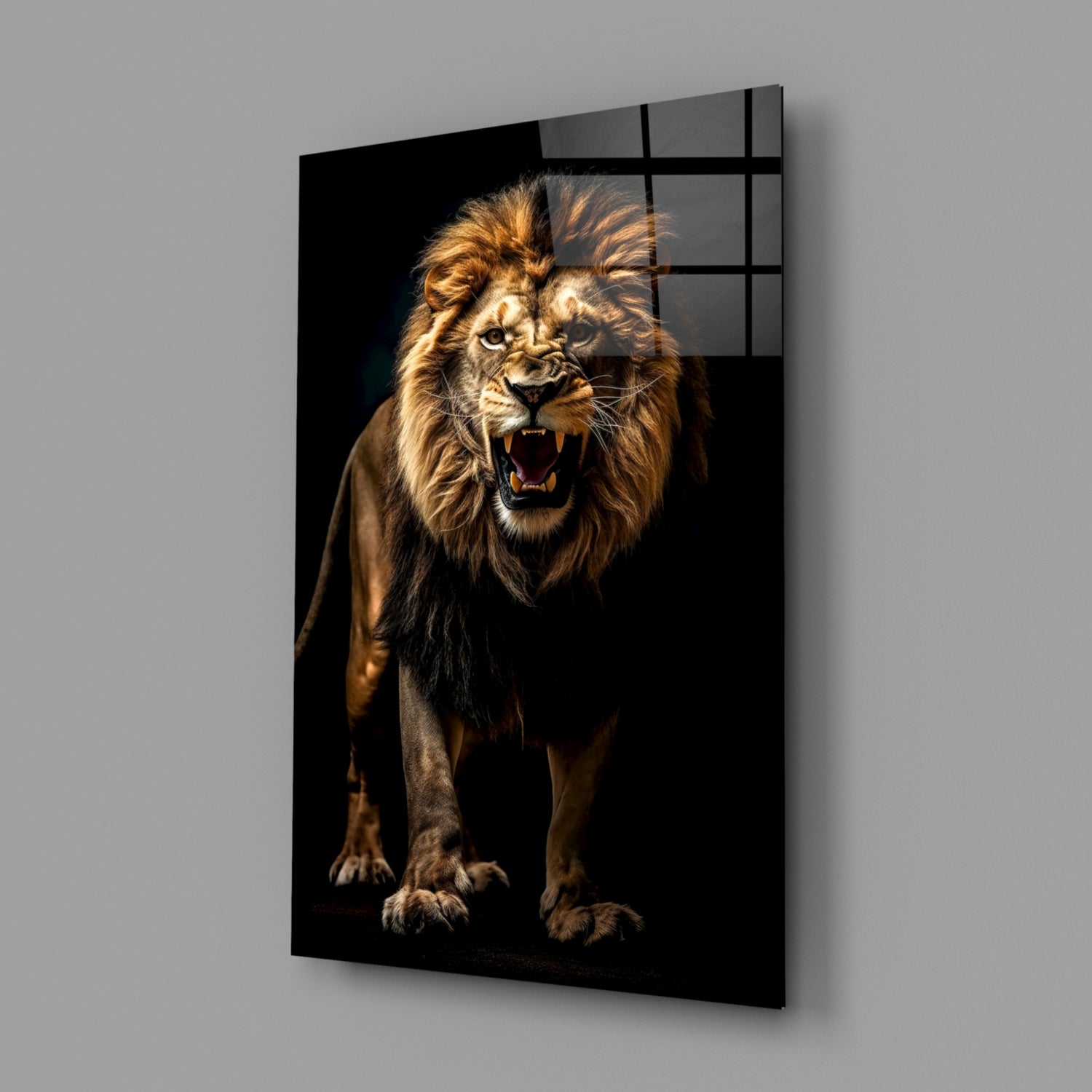 Lion in the Dark Glass Wall Art|| Designer&