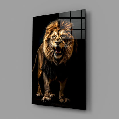 Lion in the Dark Glass Wall Art|| Designer&