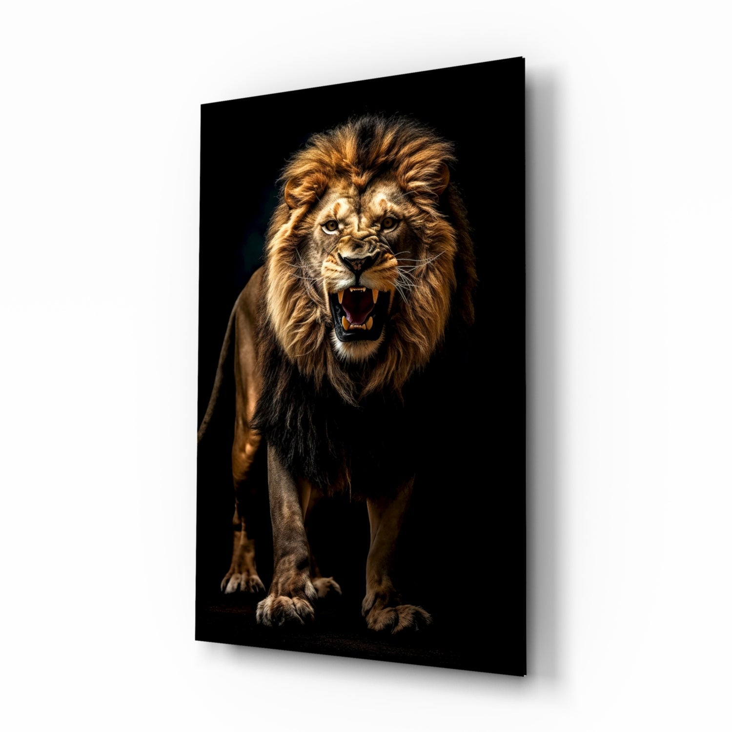 Lion in the Dark Glass Wall Art|| Designer&