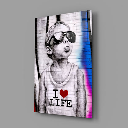 Neon Graffiti Sunglasses Boy Glass Wall Art
