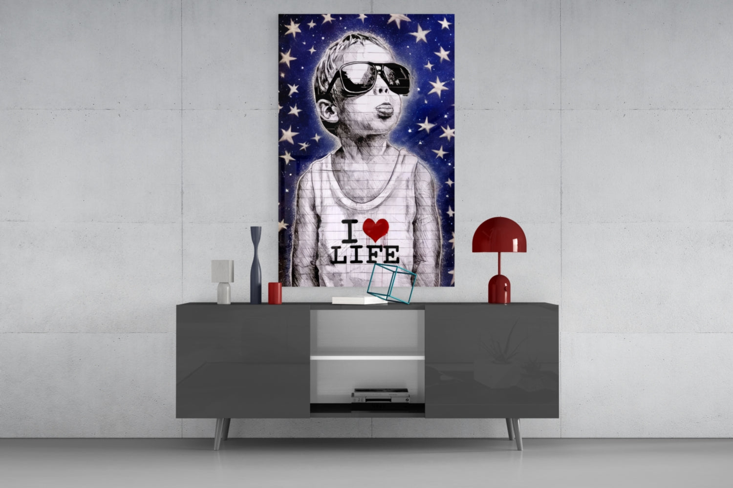 Starry Sky Sunglasses Boy Glass Wall Art