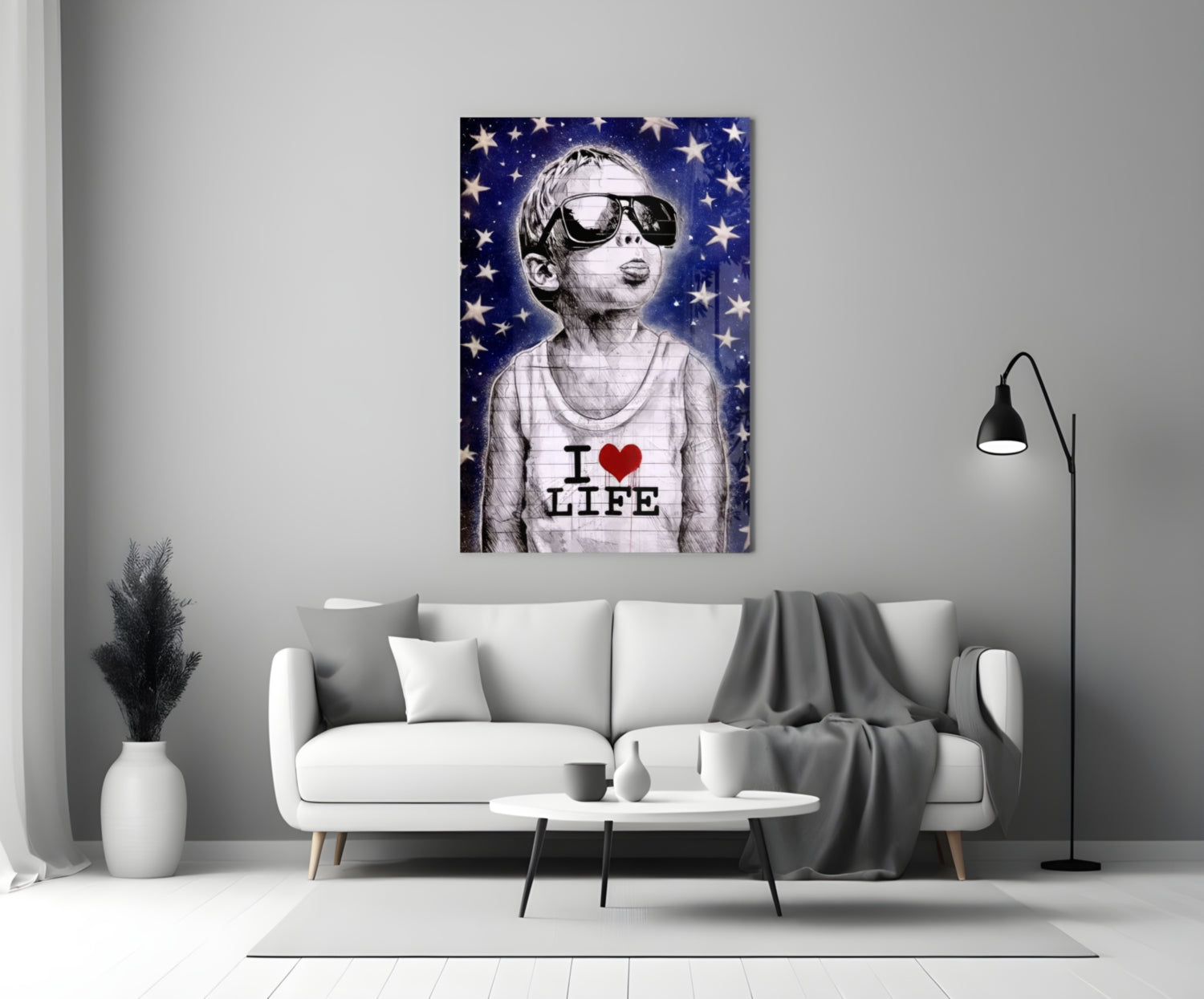 Starry Sky Sunglasses Boy Glass Wall Art
