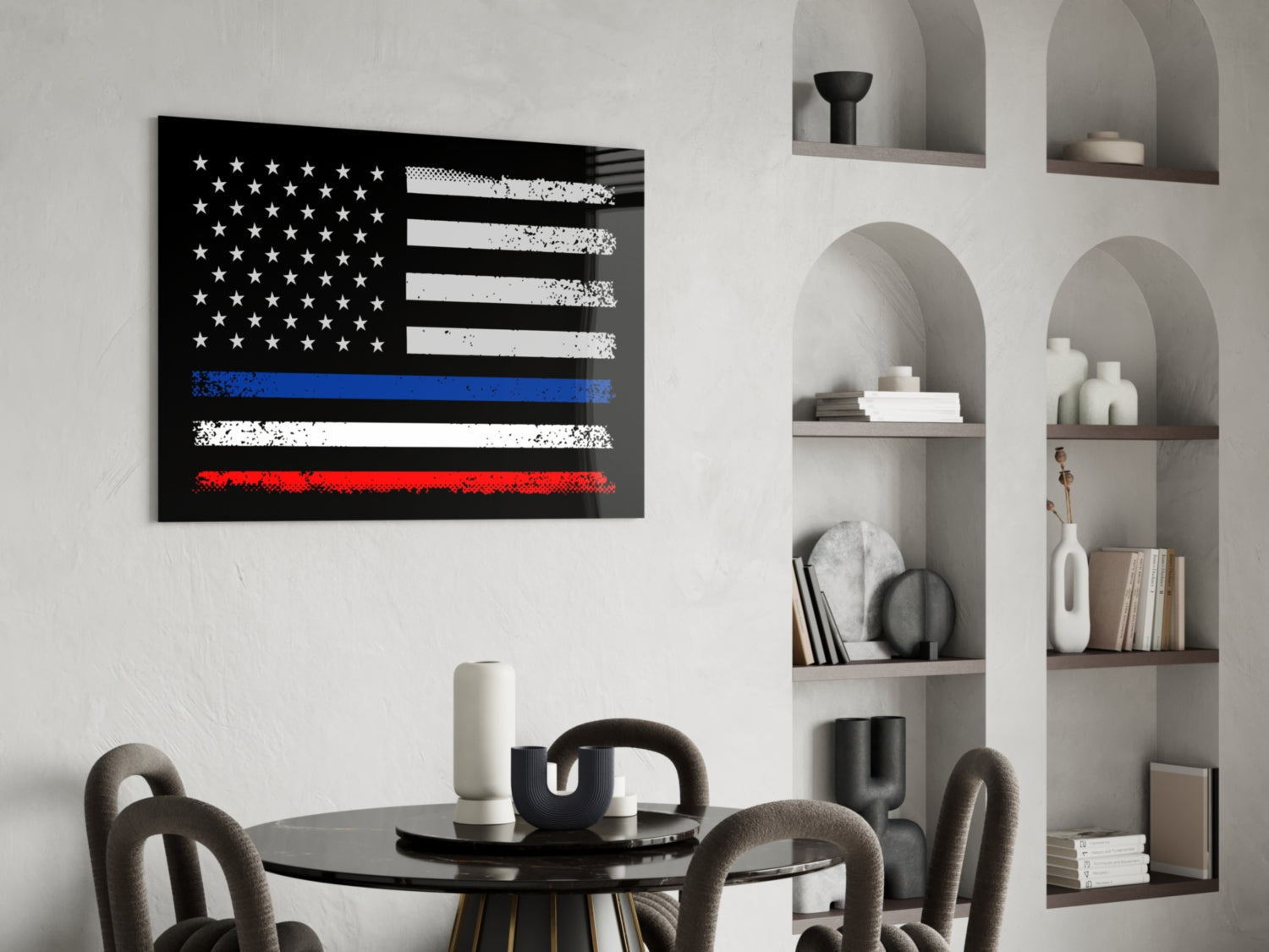 USA-France Flag Glass Wall Art || Designer Collection