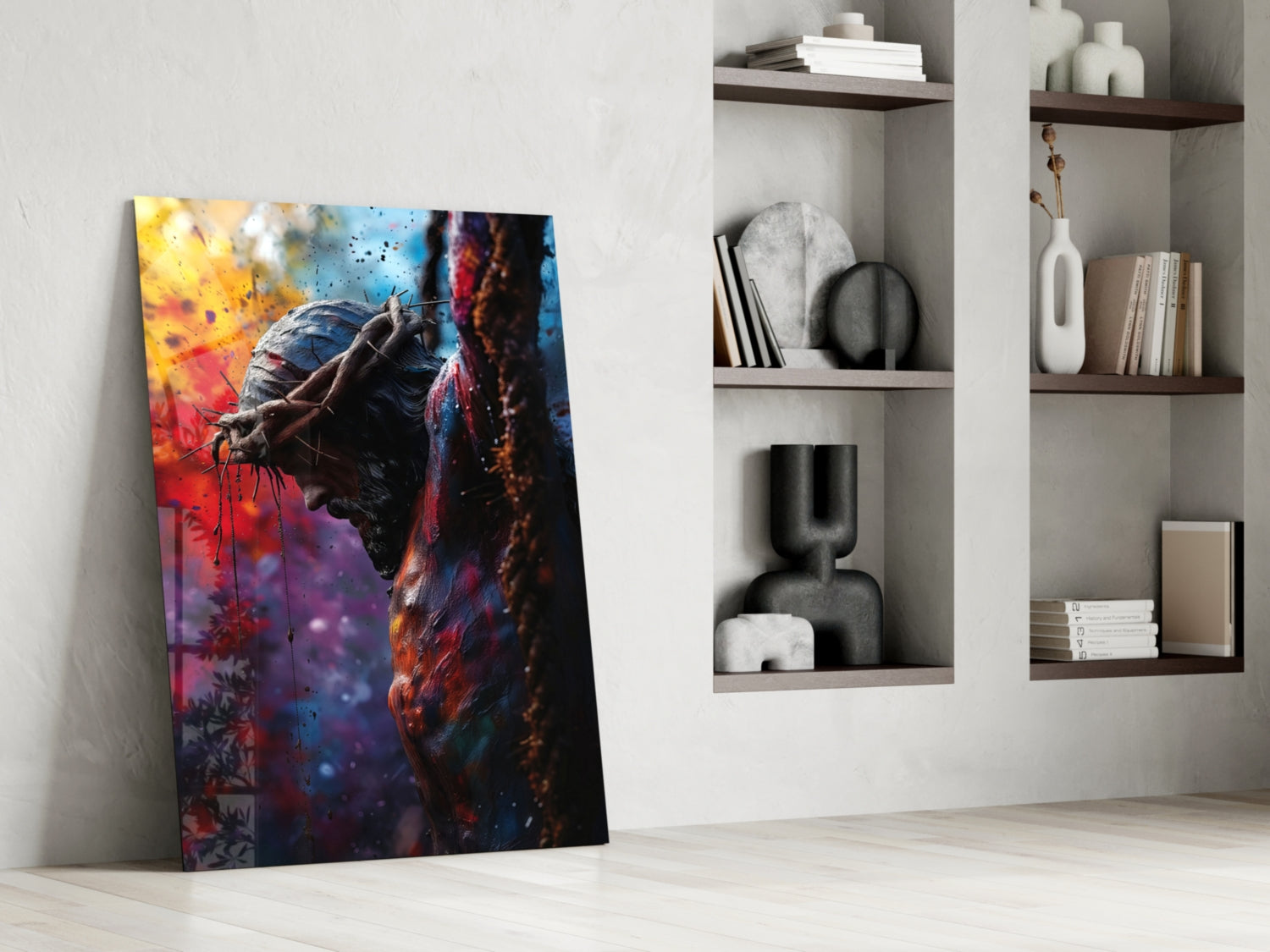 Crown Of Thorns Colorful Splatter Glass Wall Art