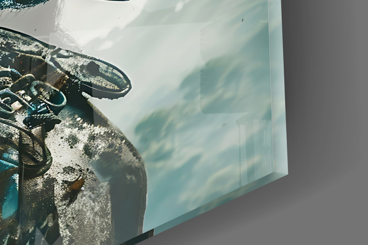 Teal Spartan Helmet Profile Glass Wall Art