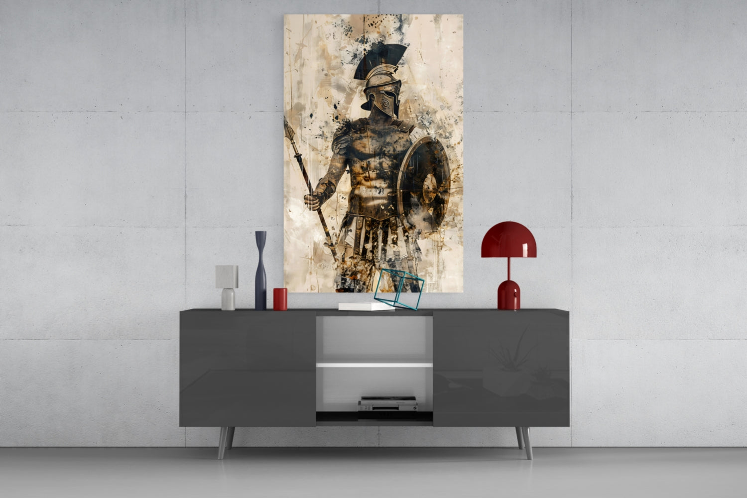 Sepia Warrior Round Shield Glass Wall Art