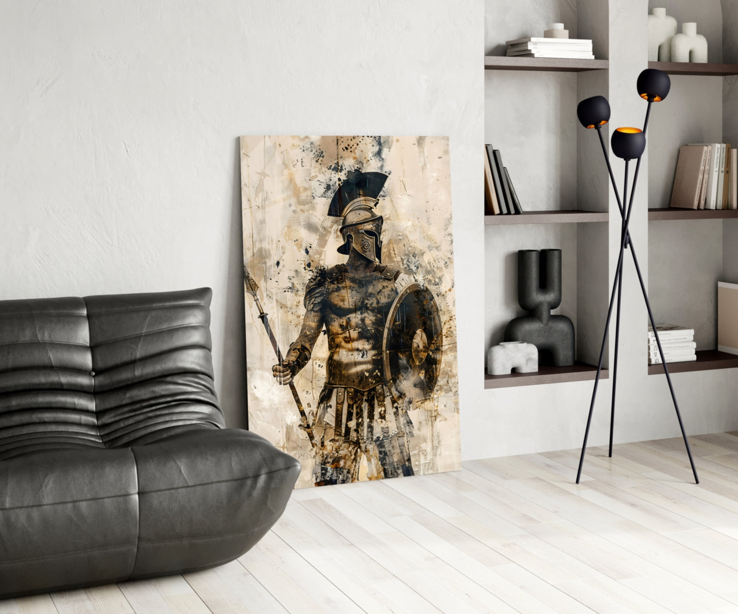 Sepia Warrior Round Shield Glass Wall Art