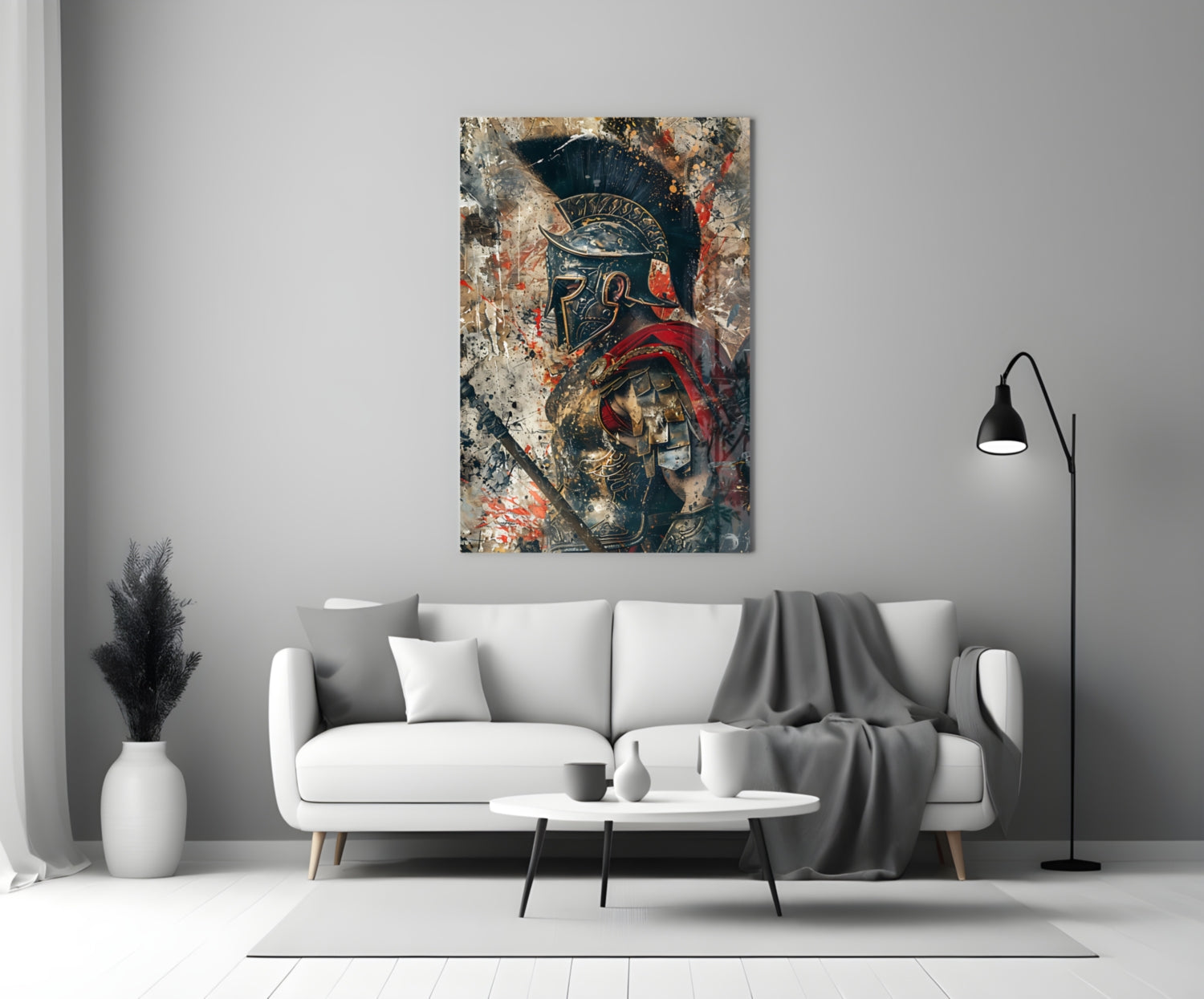 Grunge Gladiator Gold Armor Glass Wall Art