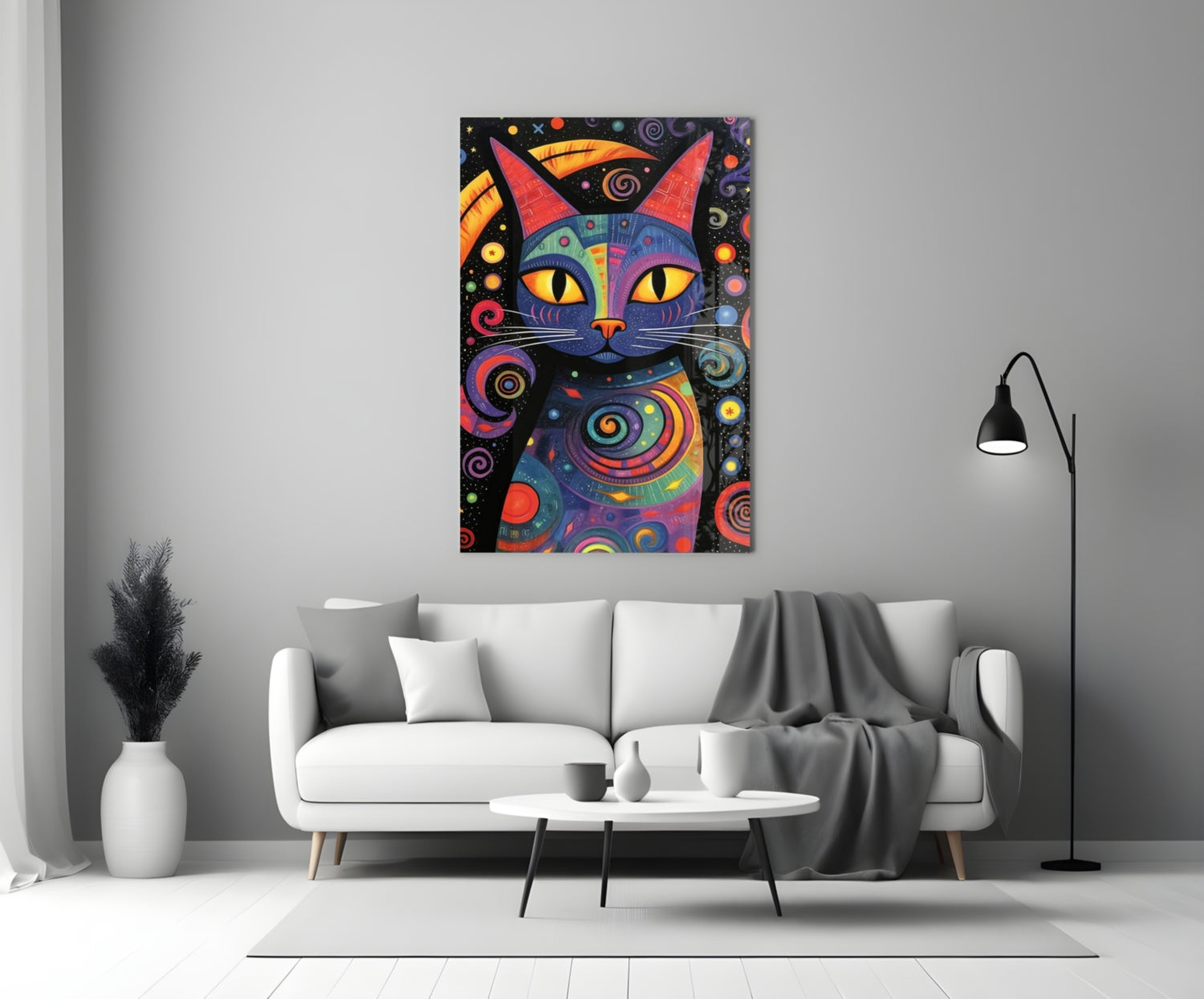 Night Cat Glass Wall Art || Designer Collection