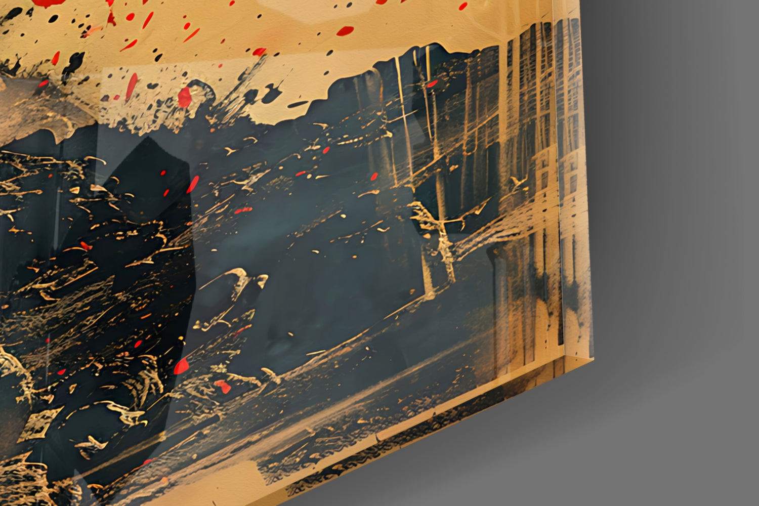 Red Moon Mountain Astronaut Glass Wall Art